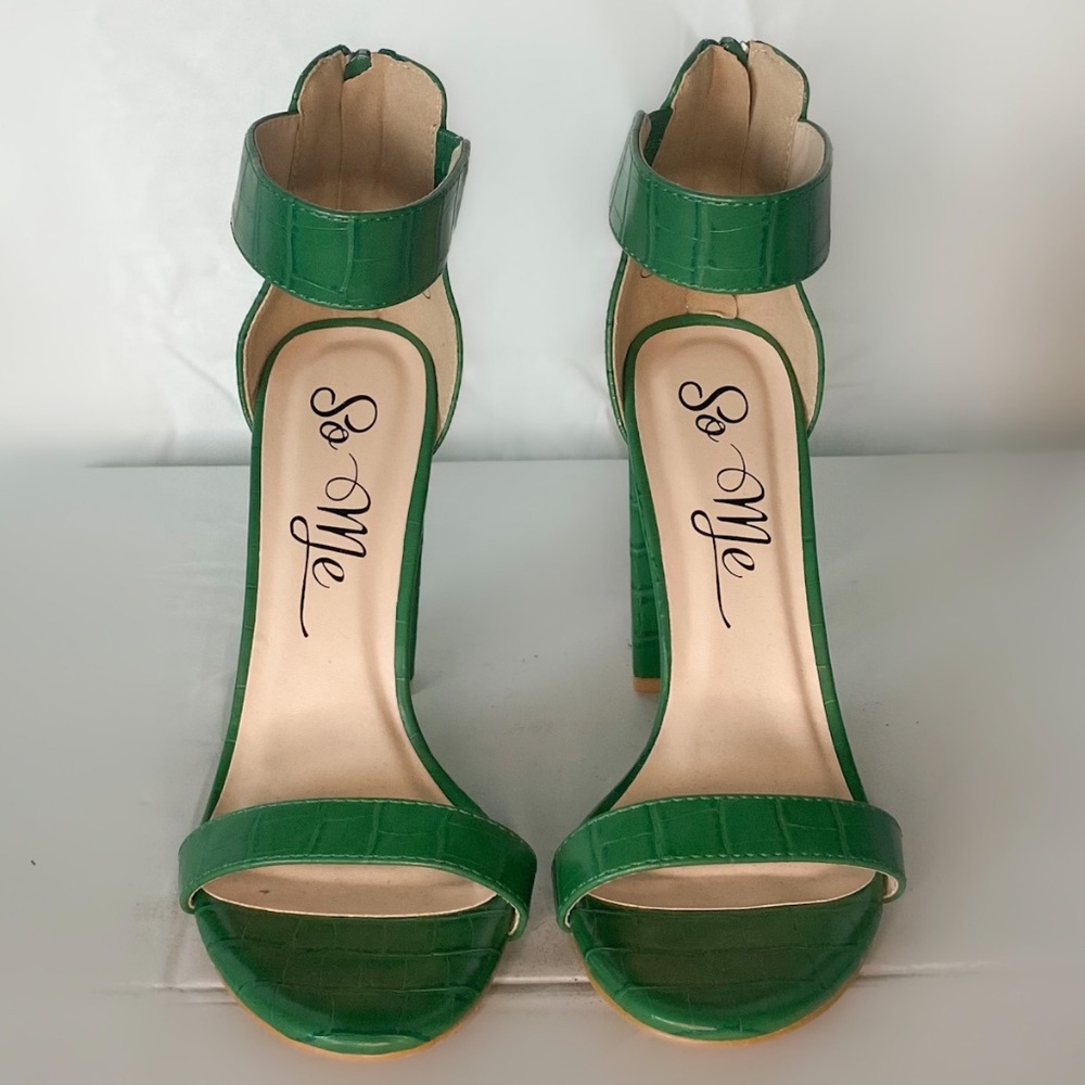 Green Block Heels